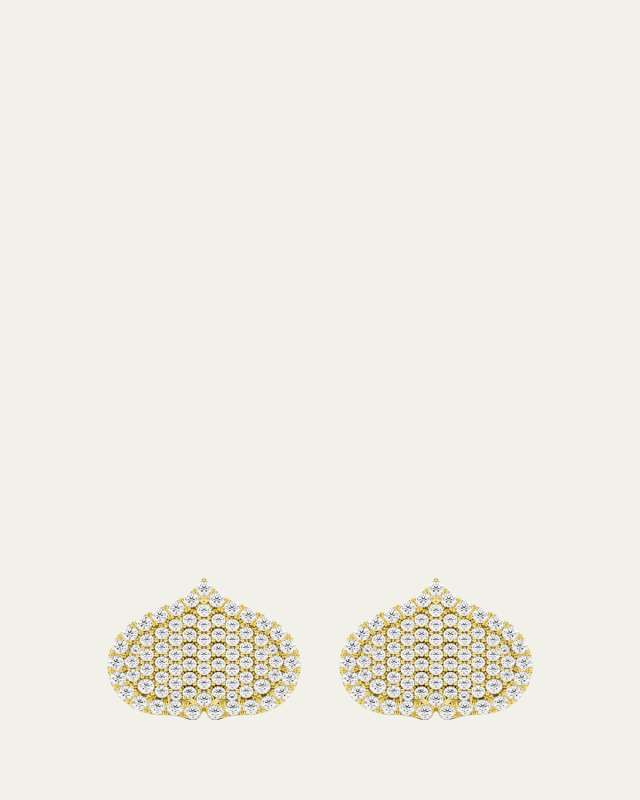 Eye Adore Stud Earrings in Gold and White Diamonds, 15mm